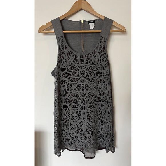 J Crew Gray Silk Merino Wool Crochet Tank Top Size Medium - Picture 1 of 8